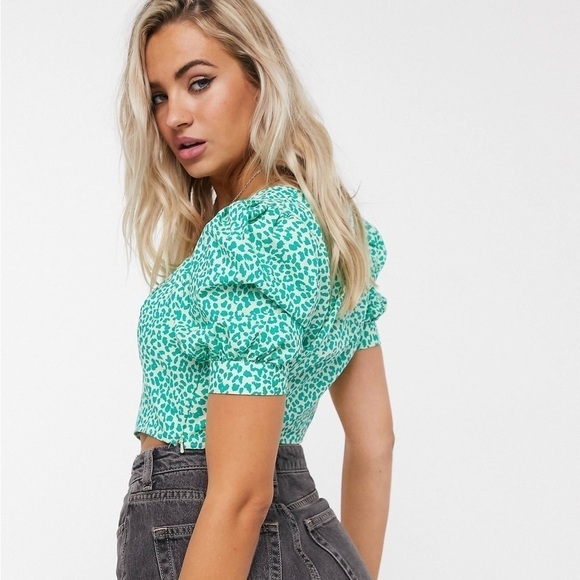 🚨 3 for $25 - Topshop leopard print corset blouse in green - Picture 3 of 10